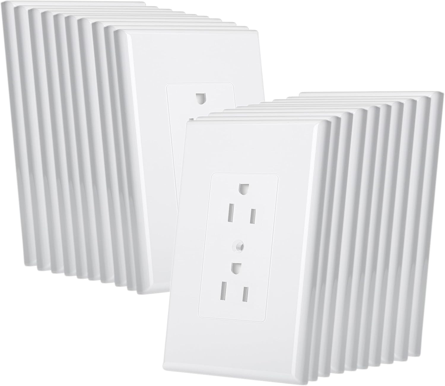 Bates- Duplex Wall Outlet Cover, 20 Pack, White Wall Plates