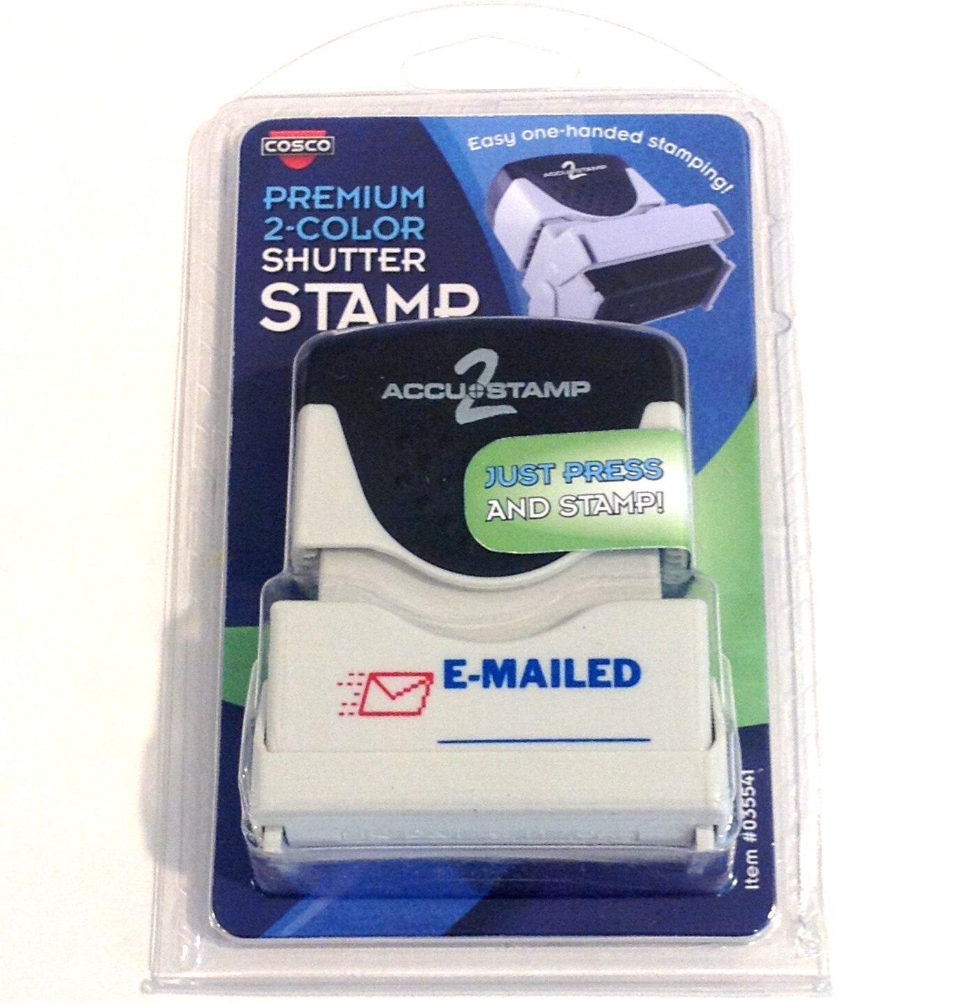 ACCUSTAMP 2 "E-MAILED" Pre-Inked Shutter Stamp Blue Red Ink 1 5/8 x 1/2 NEW