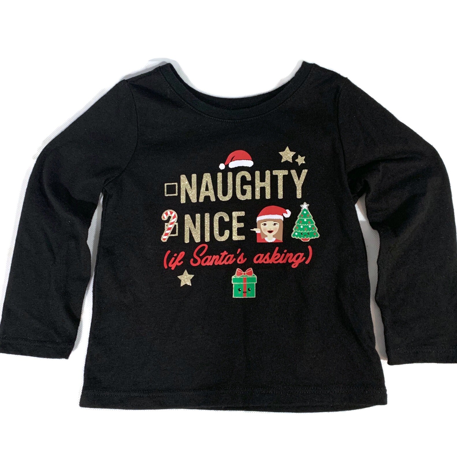 The Children's Place Baby Girls Christmas Holiday Top Black Size 12 - 18 Months