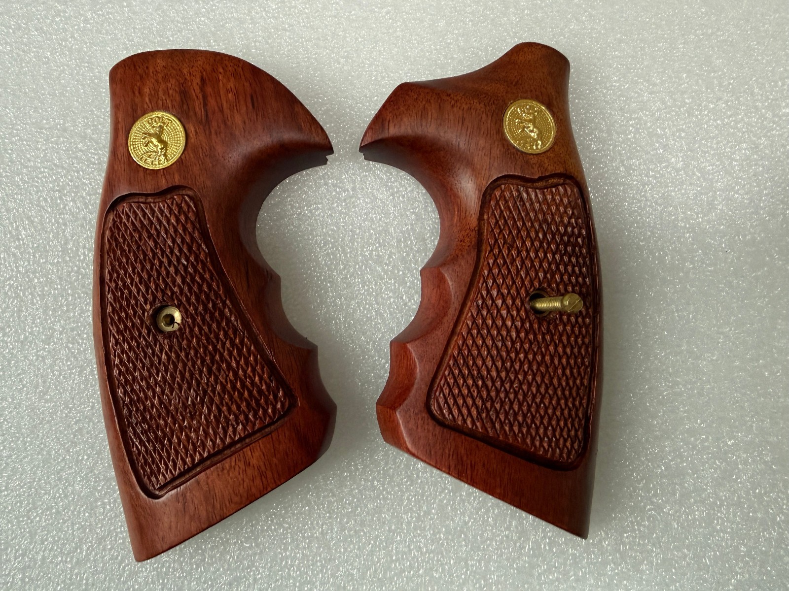 Remade grips checker Wood Decorative Grips For Colt Python grip#Opened