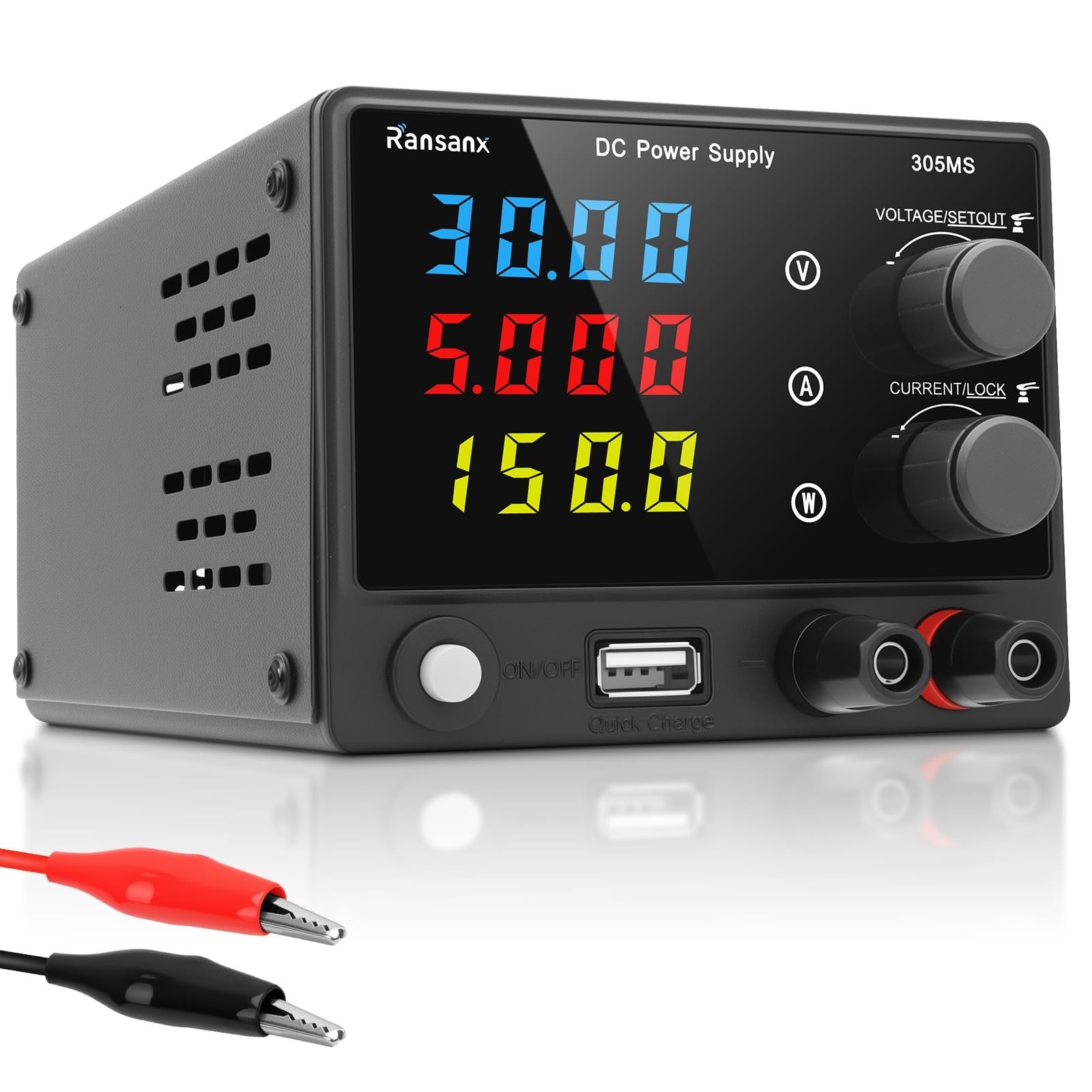 DC Power Supply Variable 30V 5A Adjustable DC Regulated Lab Bench Power Suppl...