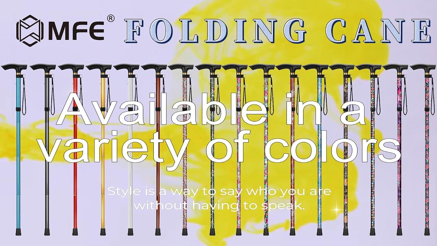 Folding Cane, Portable 5-Level Adjustable Height Walking Stick with Foldable Des