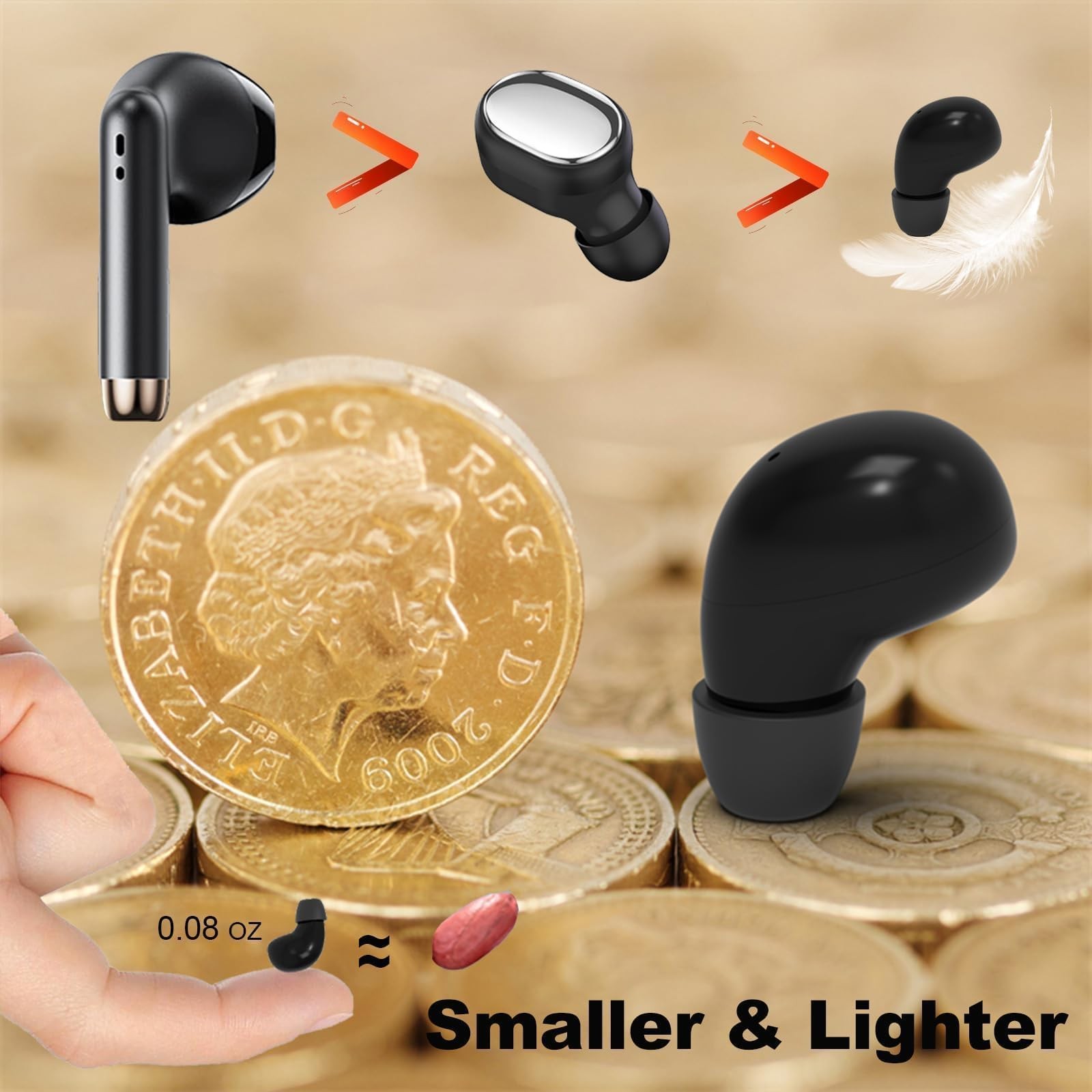 Mini Invisible Bluetooth Earbuds Tiny Hidden Wireless Earpiece for Work