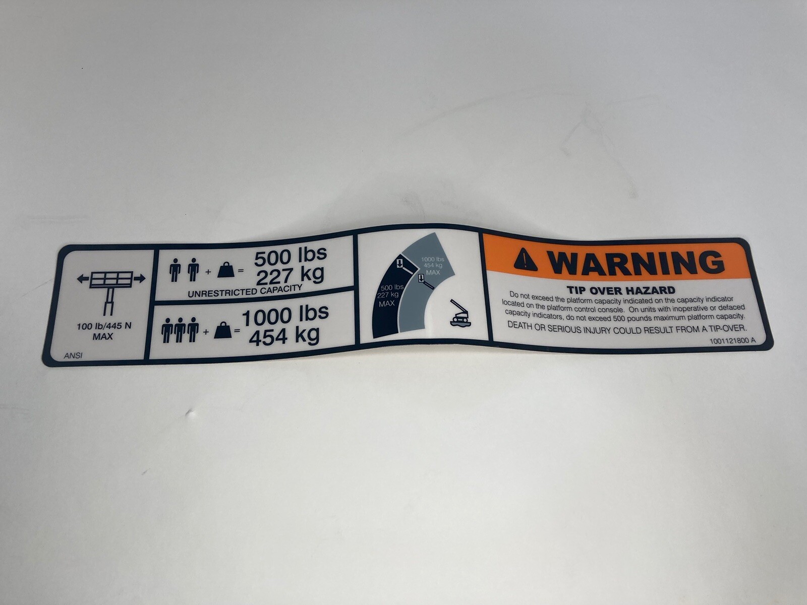JLG Part # 1001121800 - DECAL, WARNING DUAL CAP,