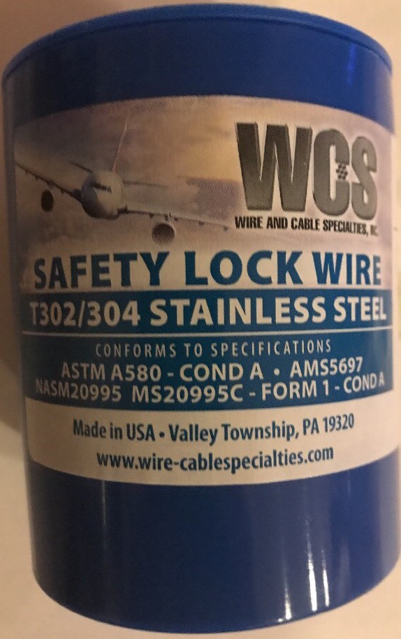 Aircraft Safety Lock Wire MS20995C41 1 LB. Roll 041" Diameter T302/304 SS New