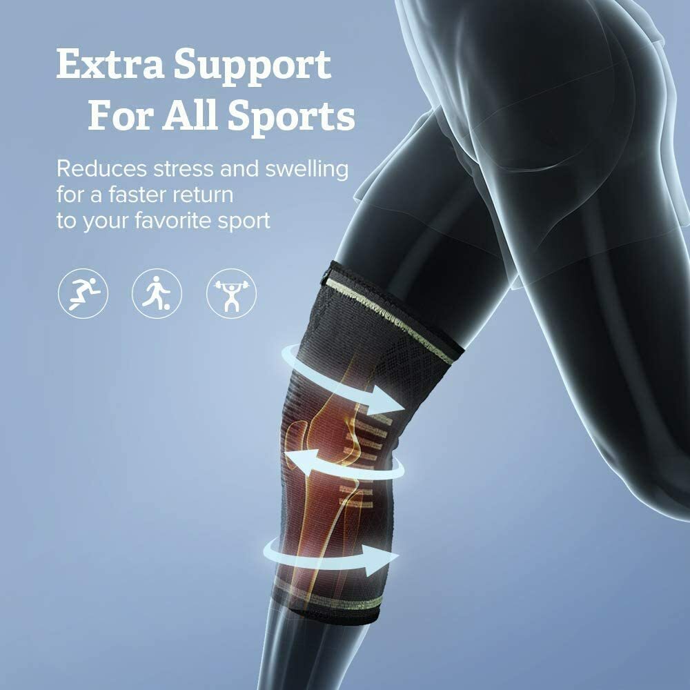 Sable Upgraded Knee Brace 2 Pack Compression Sleeves Support for Women & Men