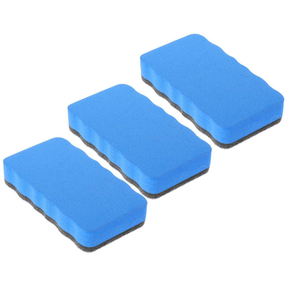 3Pcs Portable Eva Whiteboard Erasers Reusable Blue for Classroom Home Office