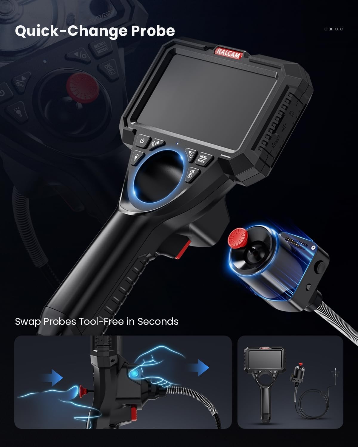 Ralcam Joystick 5" Endoscope Camera 6.2mm Inspection Camera 360° Borescope