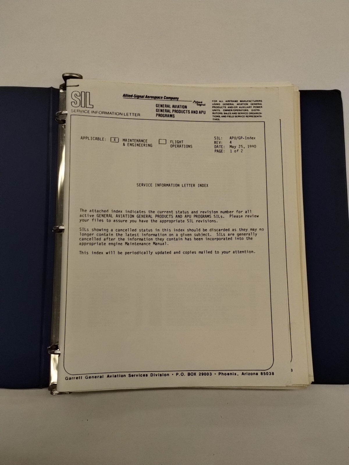 Garrett Service Information Letters 1987-90-Original