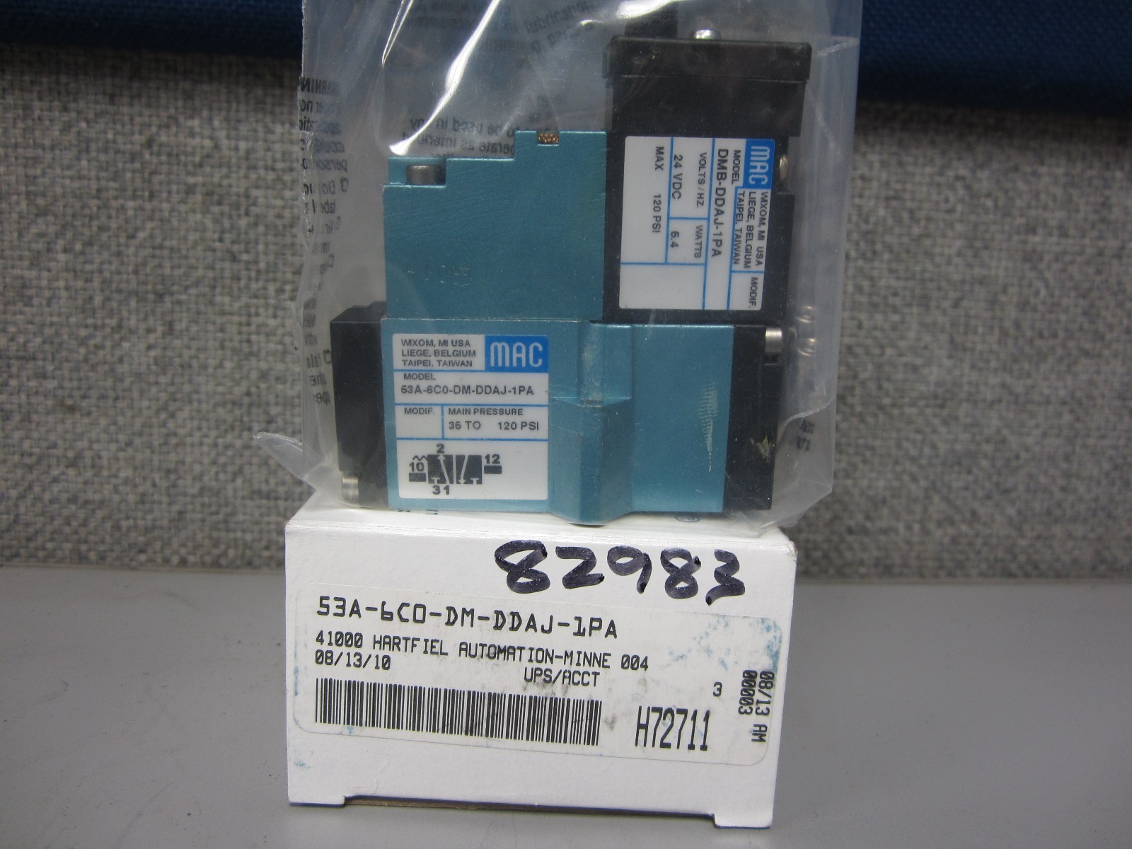 Mac 53A-6CO-DM-DDAJ-1PA  DMB-DDAJ-1PA Volts/HZ  24 VDC, Watts 5.4