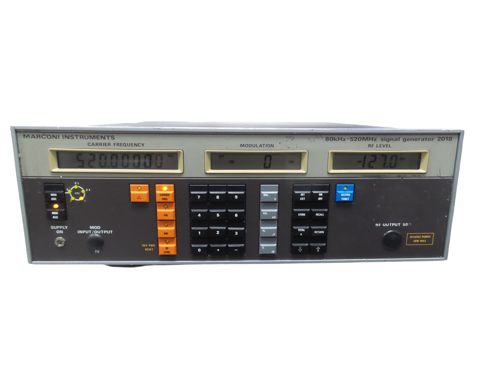 Marconi Instruments 52018-900F Signal Generator 2018 80Khz-520Mhz 44990-380J