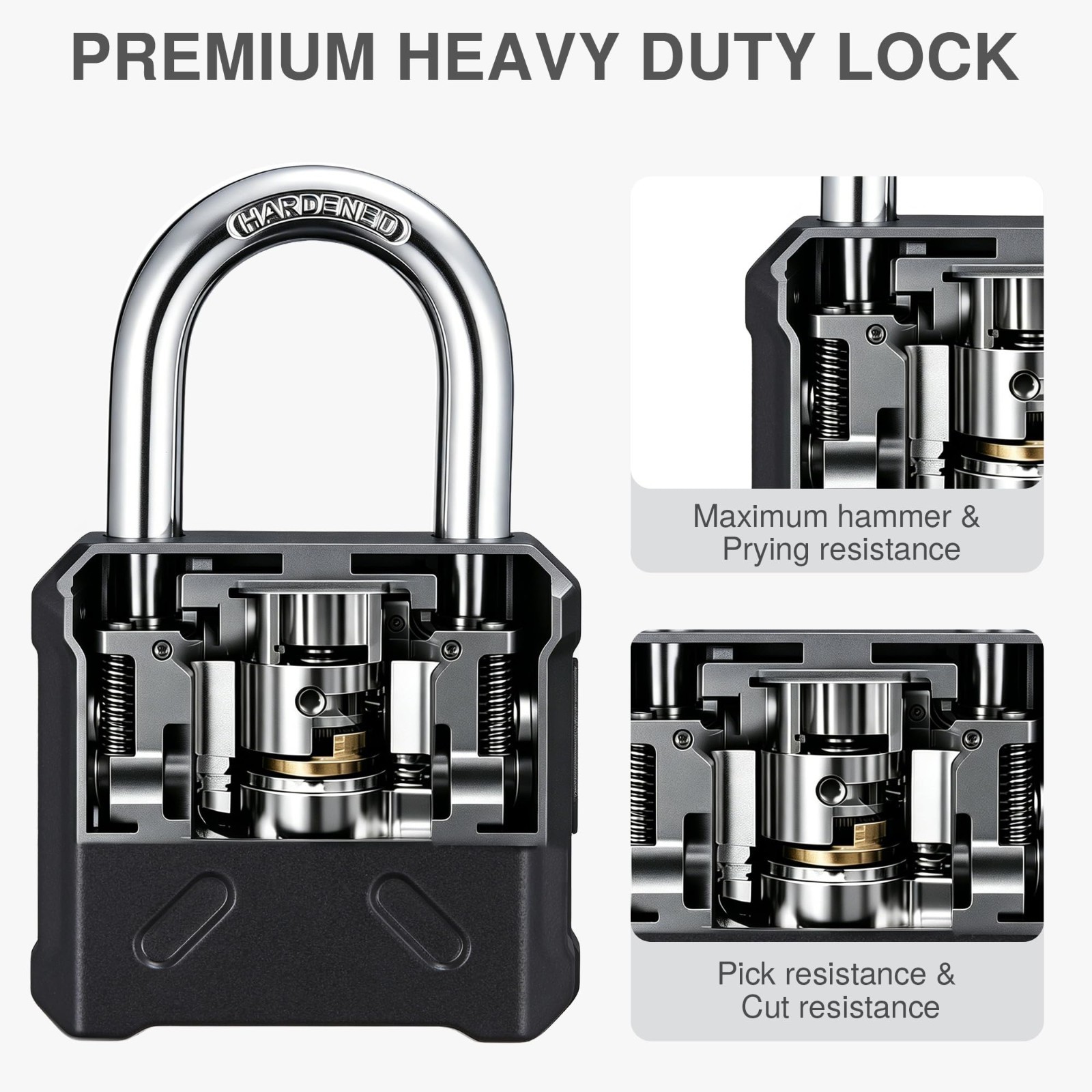 Heavy Duty Outdoor Padlock with Customizable 4-Digit Code, Security Lock for Gat