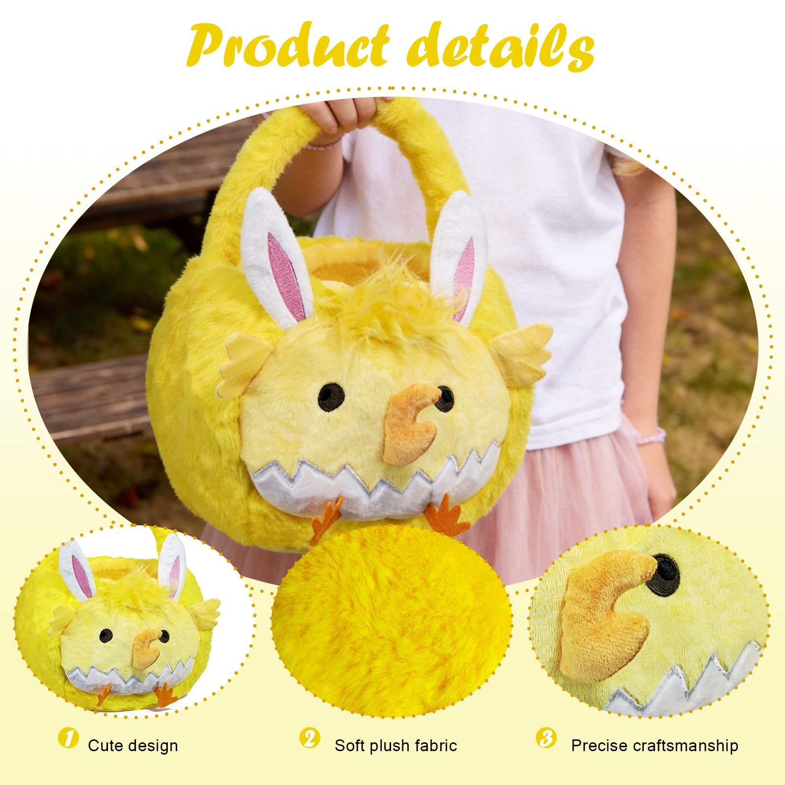 ZRPSIZP 2026 Upgraded Plush Baskets EasterBasket, Easter Egg Hunt Buckets, Ea...