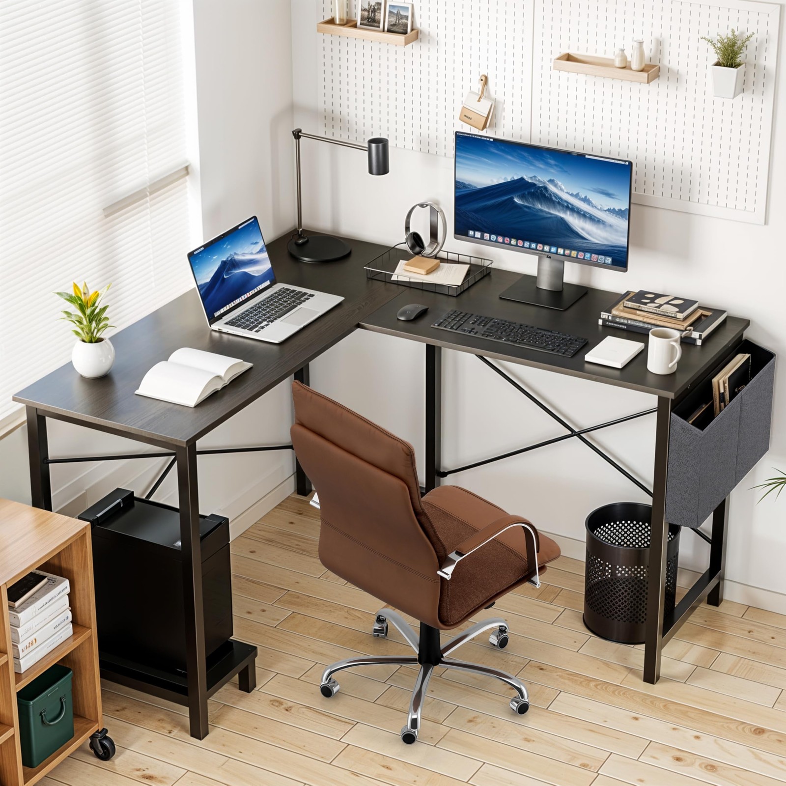 L Shaped Desk Gaming Computer 50 Inch Reversible Corner Table PC for Writing ...