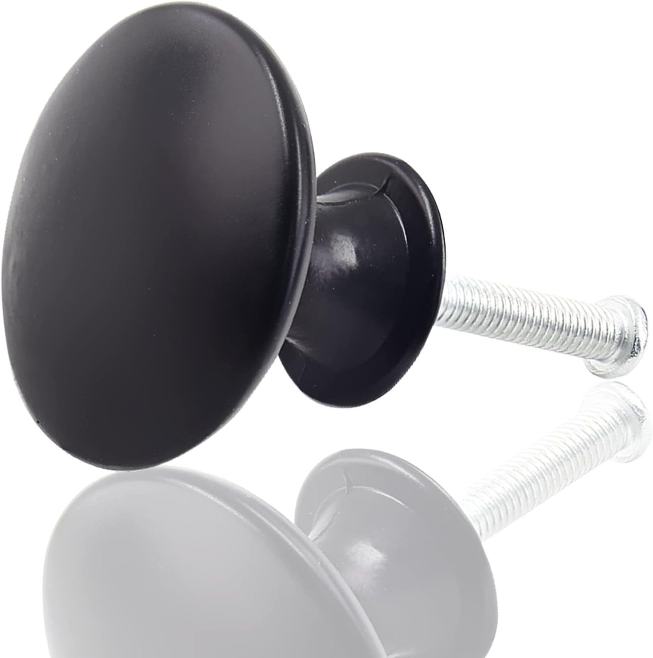 Zorfeter 10 Pcs Flat Black Cabinet Knobs Round
