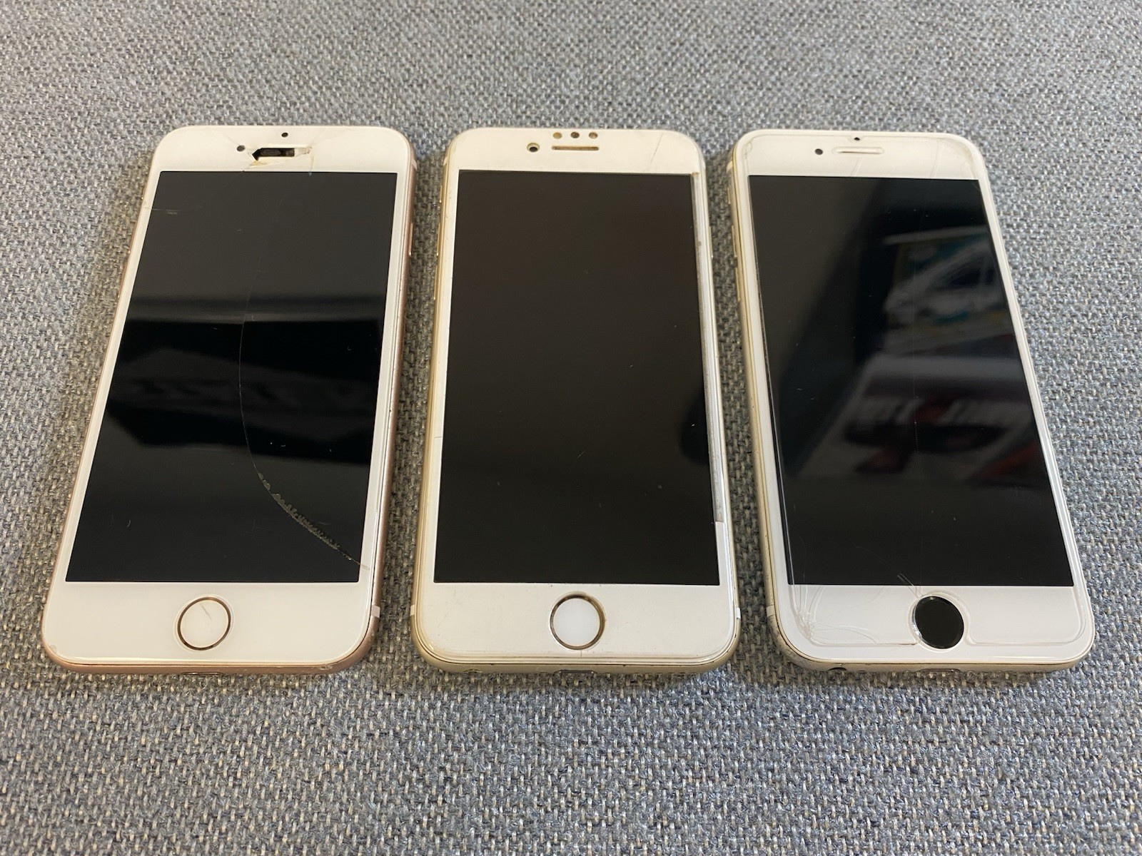 Lot 3 Apple iPhones 8 6s 6 Cracked Screens No Power For Parts Repair