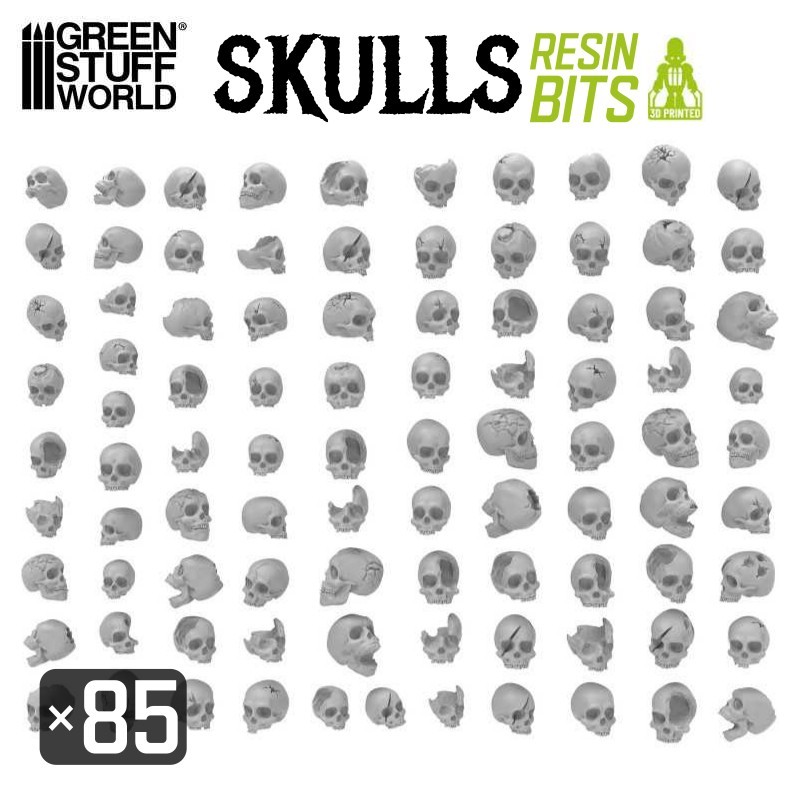 Green Stuff World: SKULLS x85 - Miniature & Scale Model - Resin Skull Pack