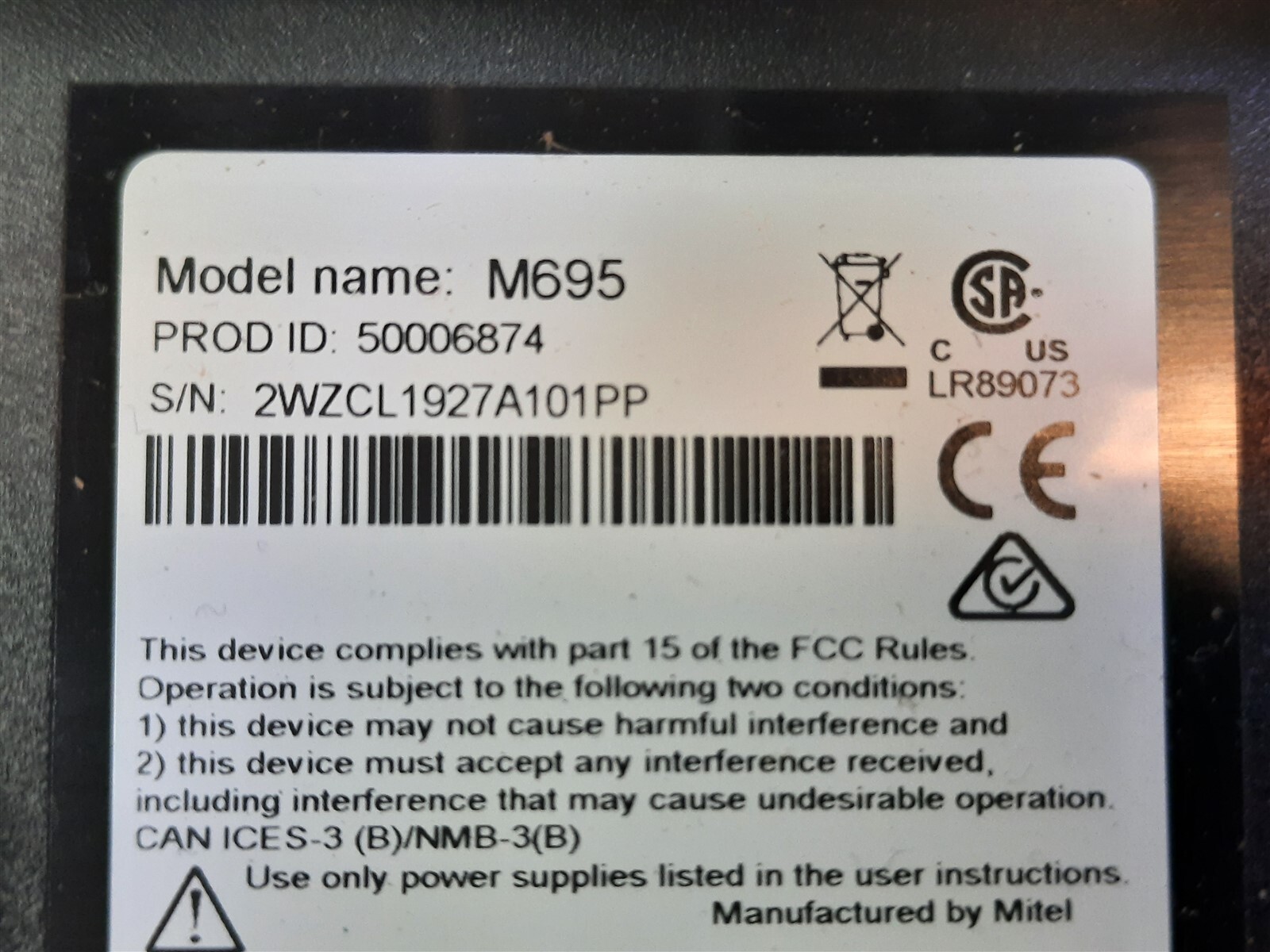 Mitel M695 PKM 50006874 Programmable Key Module sidecar