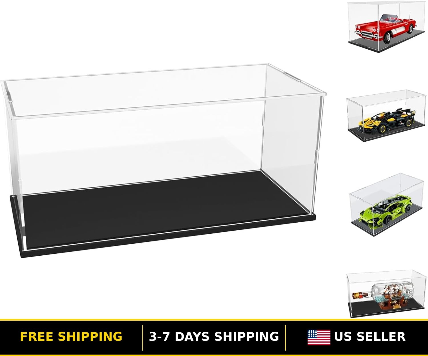 Acrylic Display Case for Lego Ship in a Bottle & Lego Corvette Models