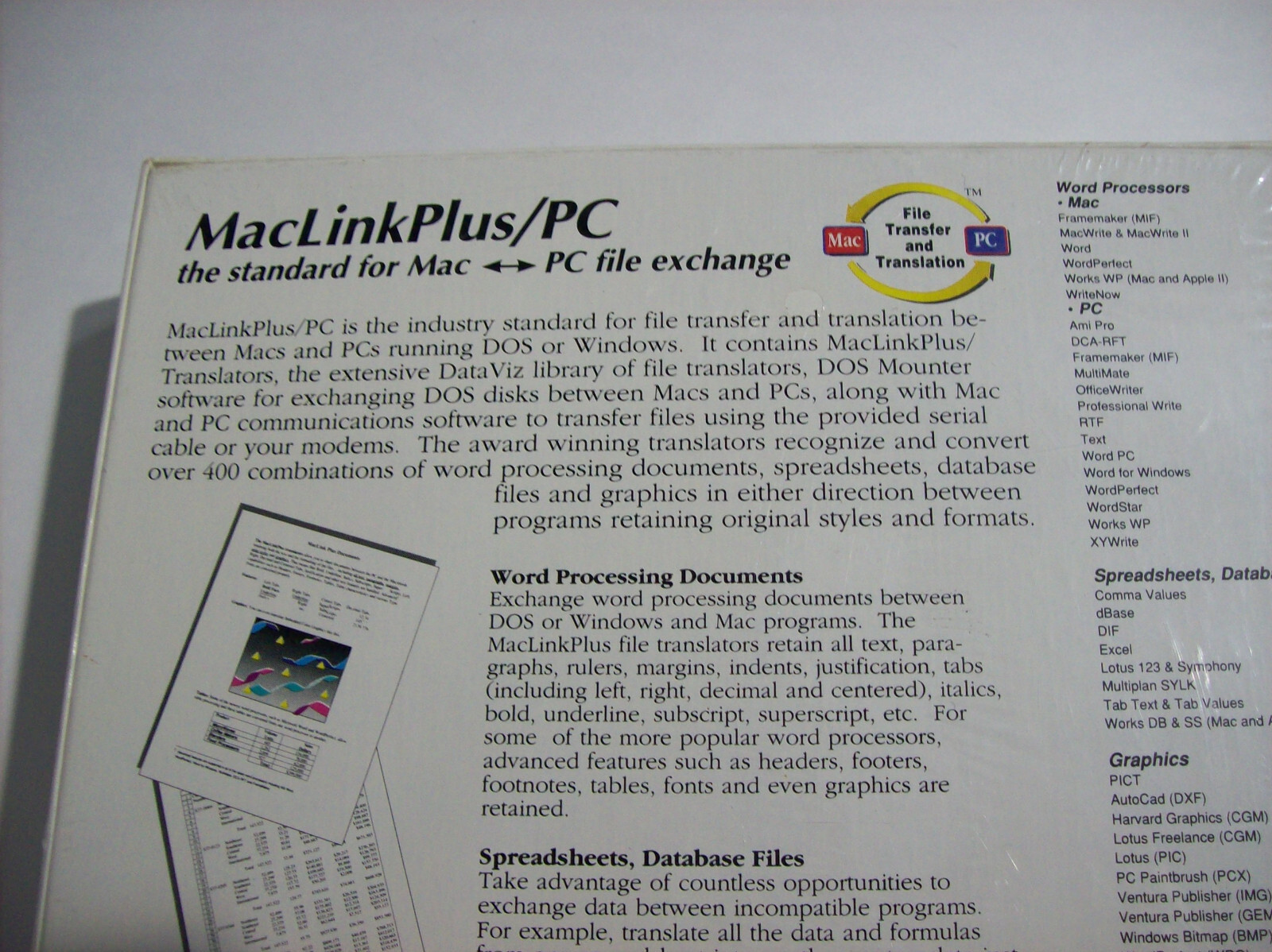 Mac Link Plus PC Version 6: Mac and PC File Exchange Software, NEW OLD STOCK