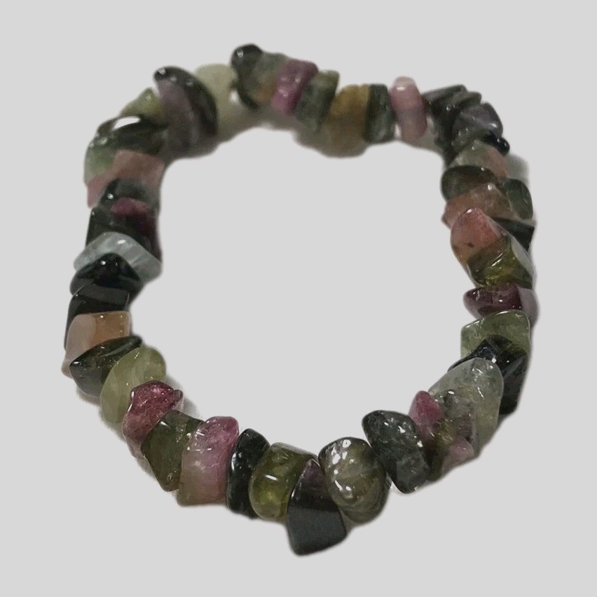 Multicolor Beautiful Gemstone Bracelet/ Polished stone chips/ fits 7 in wrist