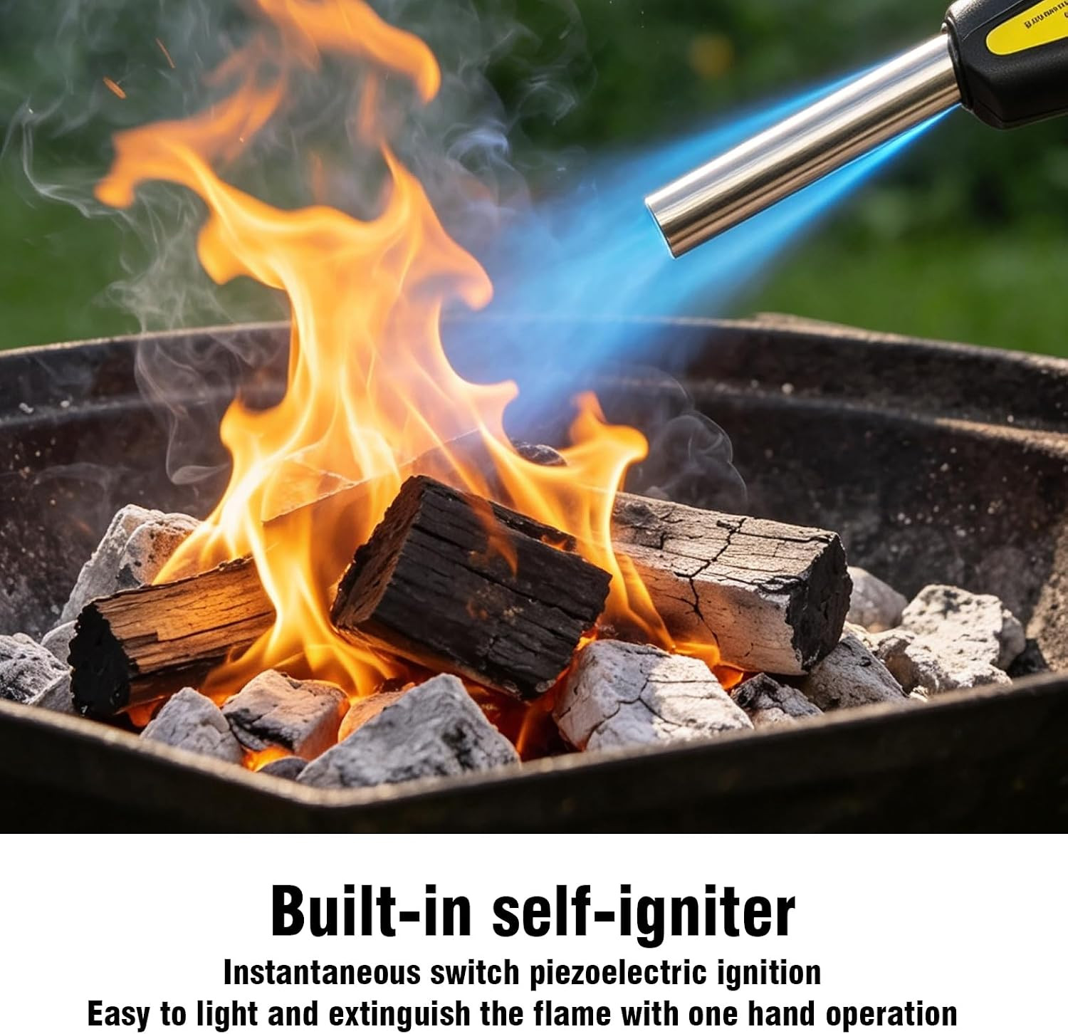 Torch Tips with Gas Self-Ignition, Map-Pro/Lp Gas, Adjustable Flame Knob Brass T
