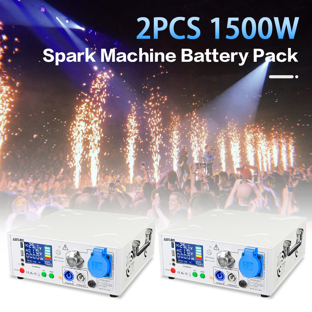 2units 1500W Cold Spark Machine Battery Pack Powered Base with Flight Case