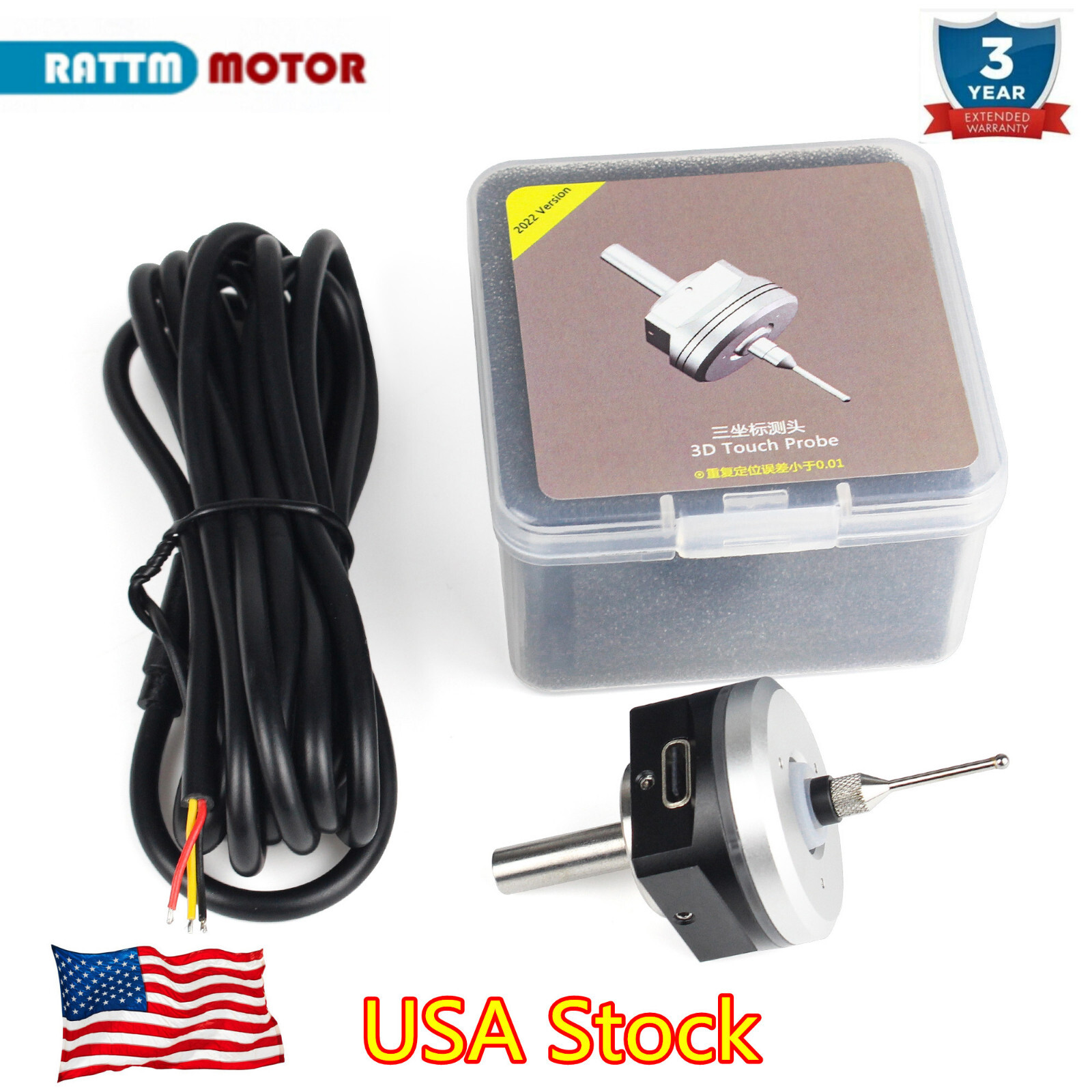 「USA」 3D Touch Probe Edge Finder to Find Desktop Center V5 NPN NO Waterproof