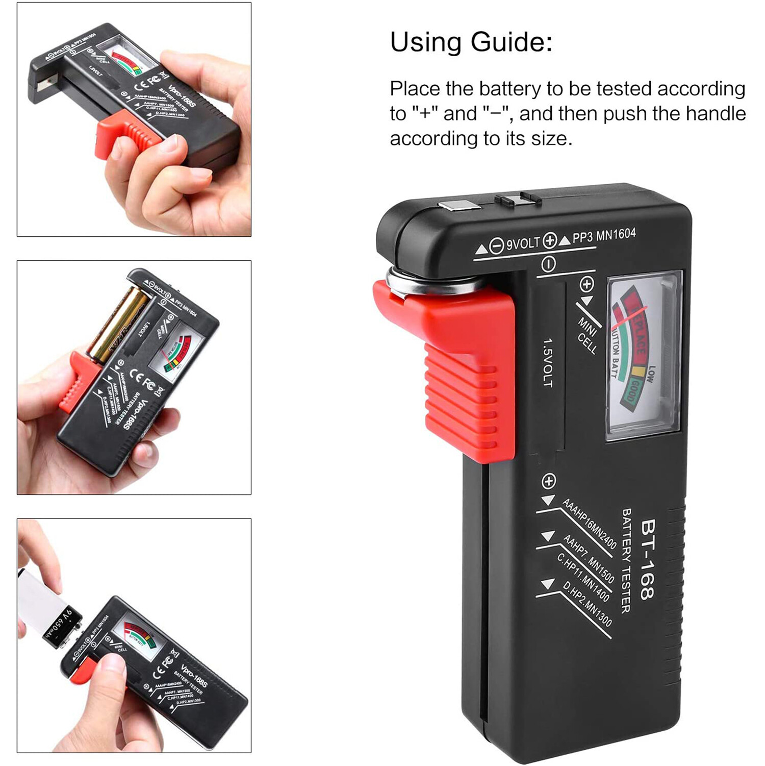 Universal Battery Tester Checker For AA AAA C D 9V 1.5V Button Cell Batteries