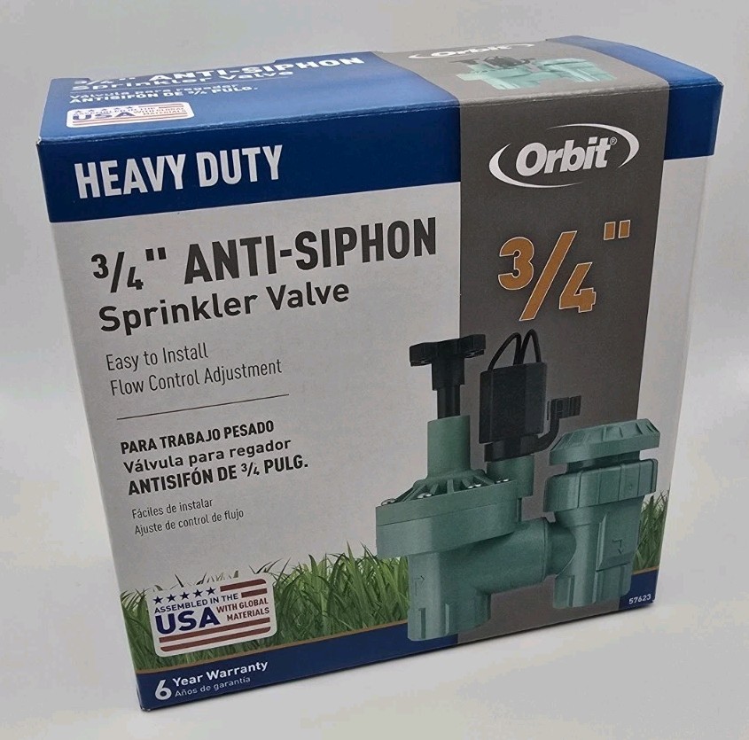 Orbit Heavy Duty 3/4" Anti-Siphon Sprinkler Valve 57623 Brand New in Box USA