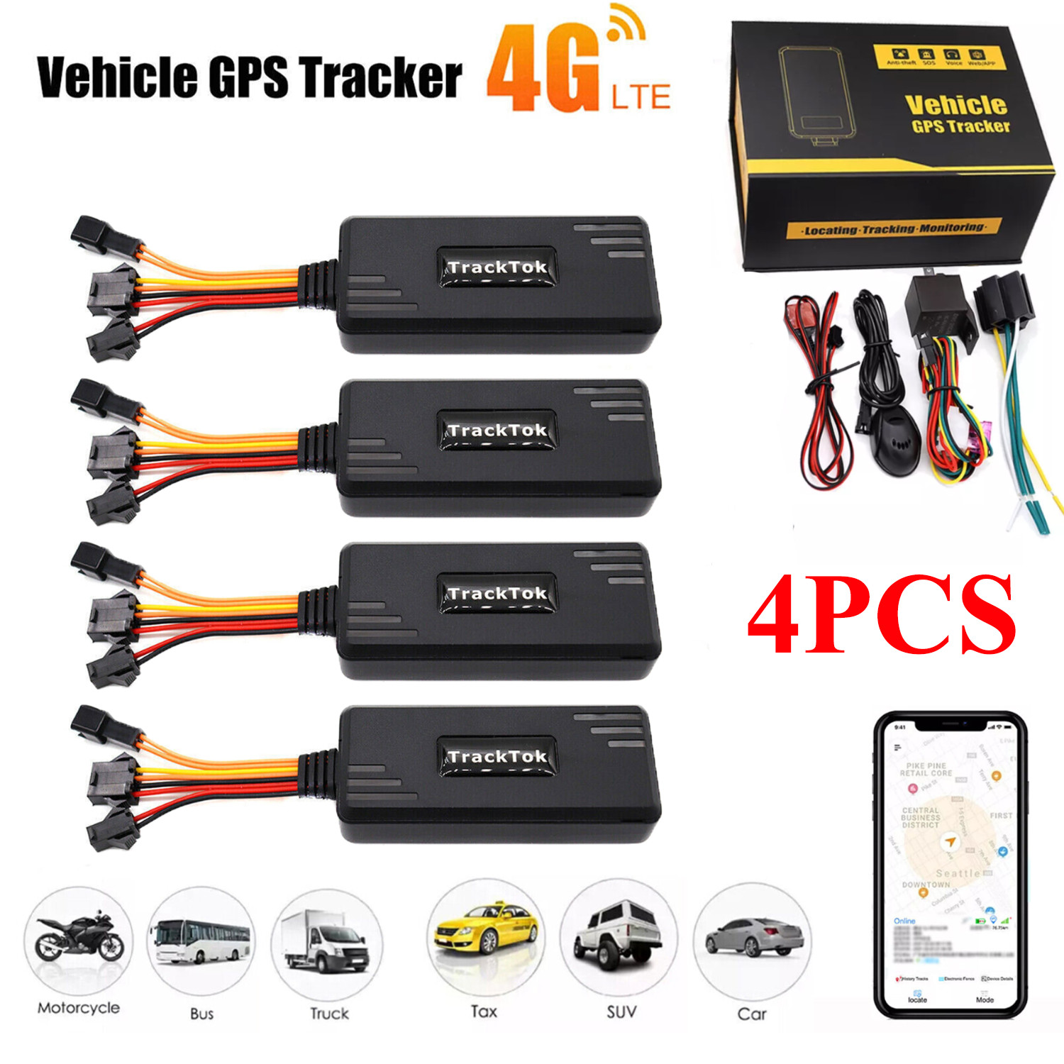 4G Car GPS Tracker GSM GPRS Real Time Tracking Device Locator for Truck Vehicle