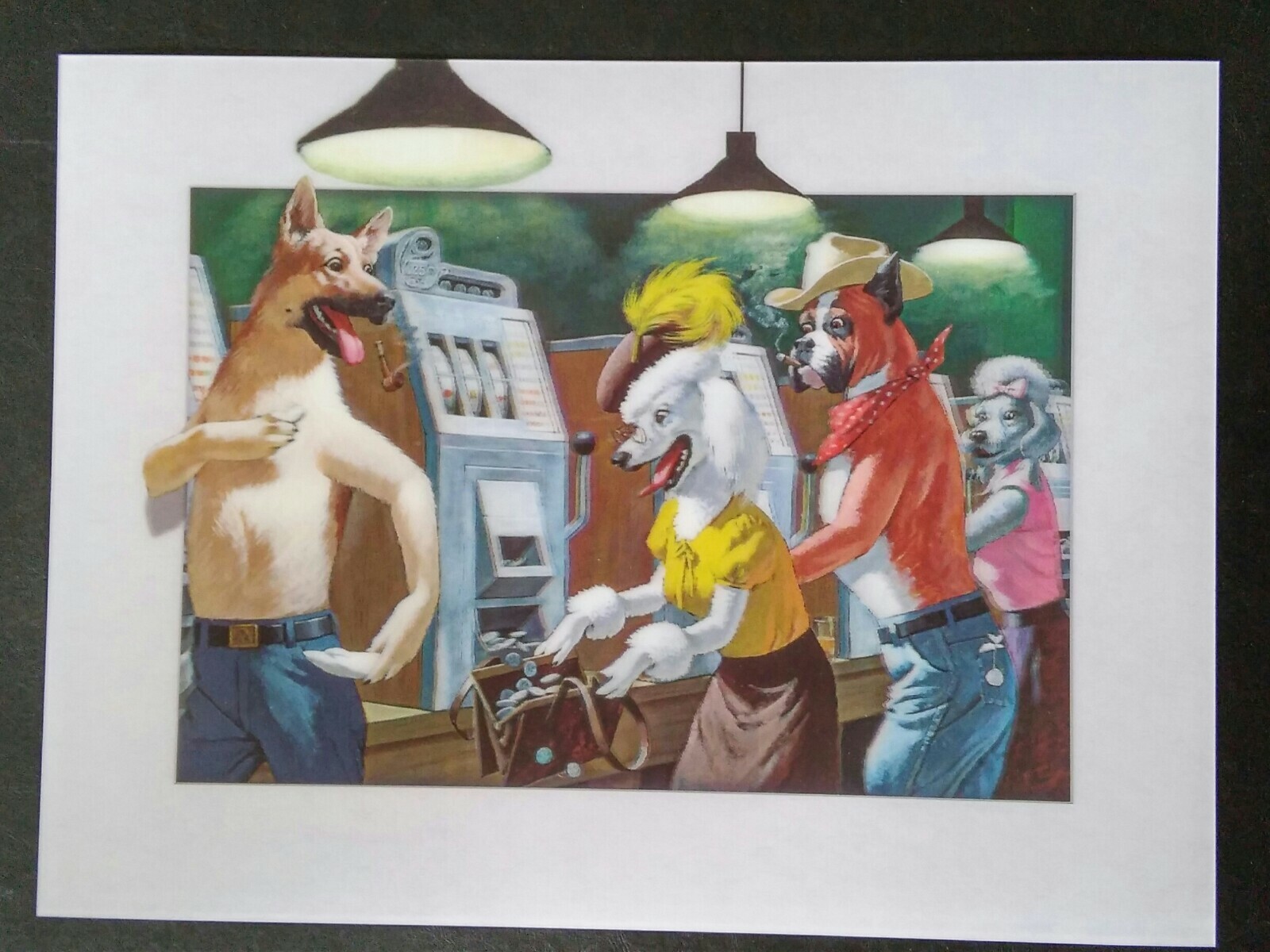 Dogs gambling lenticular print