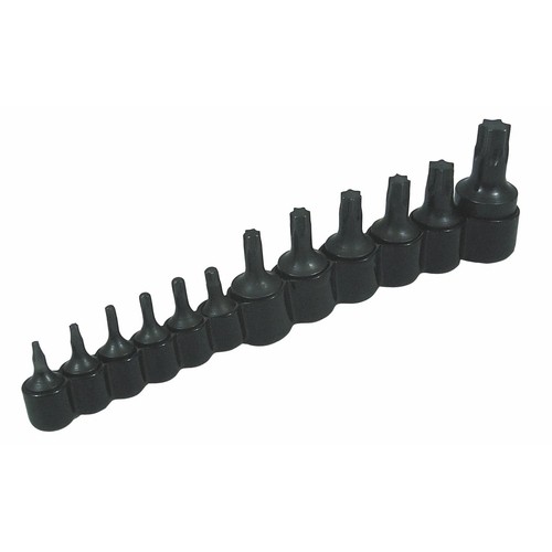 Lisle 27200 Torx Bit Set, 12-Pieces, T-10 to T-60, Heat-Treated Alloy Steel