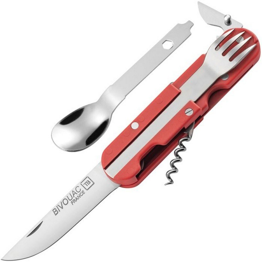 TB Outdoor Bivouac Multi Tool Large/Small Blade Spoon Fork Red Handle - 11060134