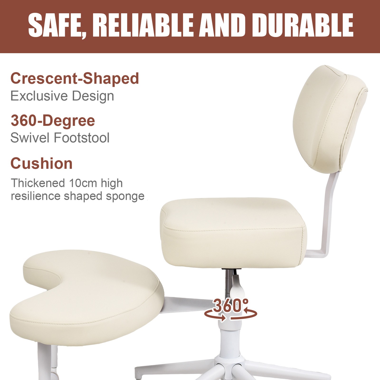 Ergonomic Meditation Office Chair for Adults, 360° Swivel Adjustable Height