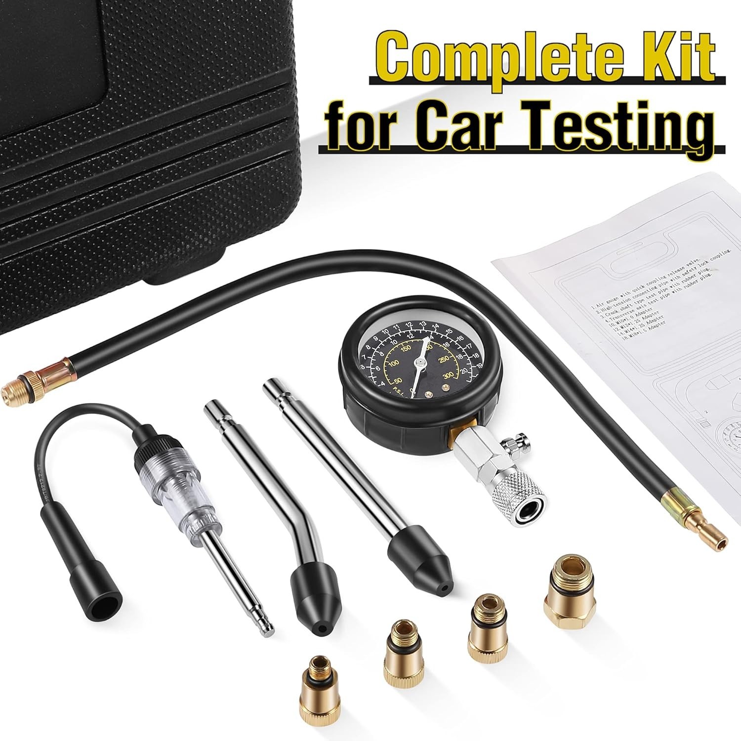 Universal Engine Testing Tools with Cylinder Pressure Gauge