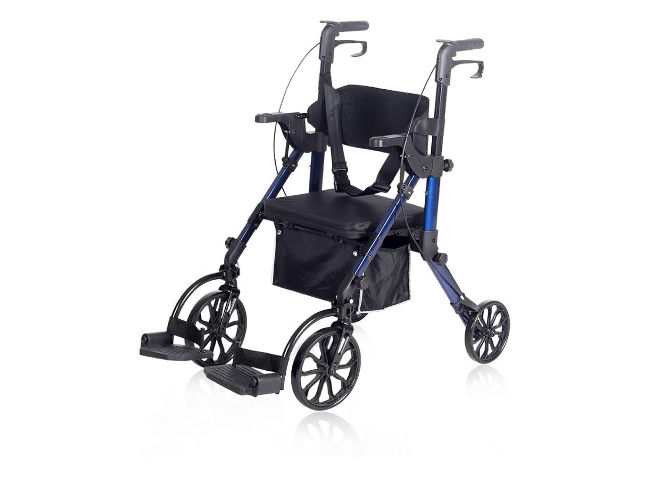 ELENKER 2-in-1 Rollator Walker Transport Chair Folding Wheelchair for Seniors