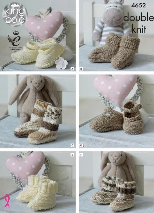 King Cole DK Knitting Pattern Socks Booties and Shoes 4652