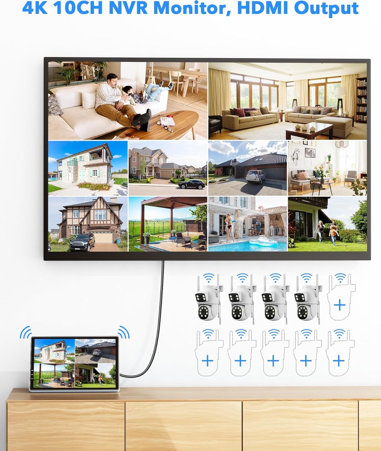 4MP Wireless CCTV Camera Security System Auto Track PTZ WiFi Surveillance Camera