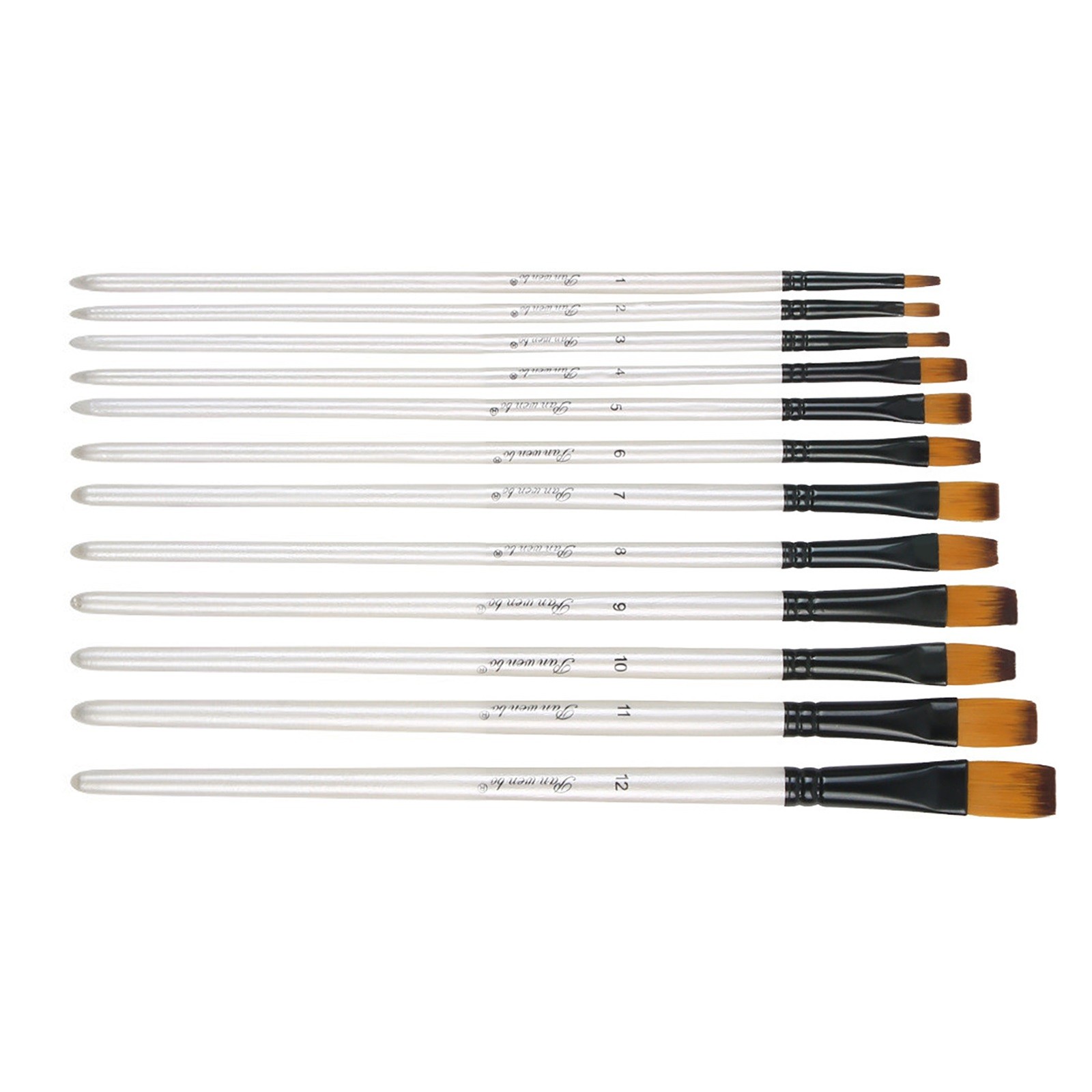 12* Nylon Wool Artist Paint Brushes Fit For Watercolour Acrylic Gouache Tool