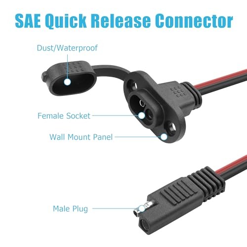 2 Pack SAE Quick Connector Harness 12AWG 1.3FT/40CM Rectangular SAE-SAE