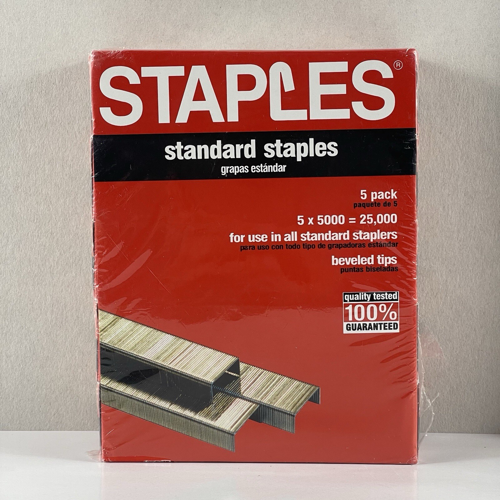 STAPLES BRAND STANDARD STAPLES 1/4 IN 5 PACKS OF 5,000 - 25,000 TOTAL NEW SEALED