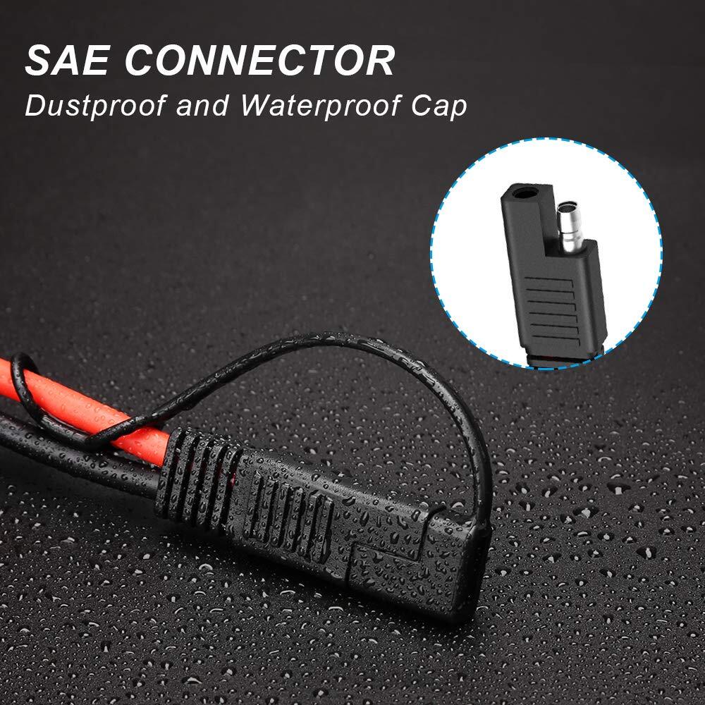 2x Solar Panel Extension Cable 2FT 10AWG, SAE to SAE Polarity Reverse Adapter