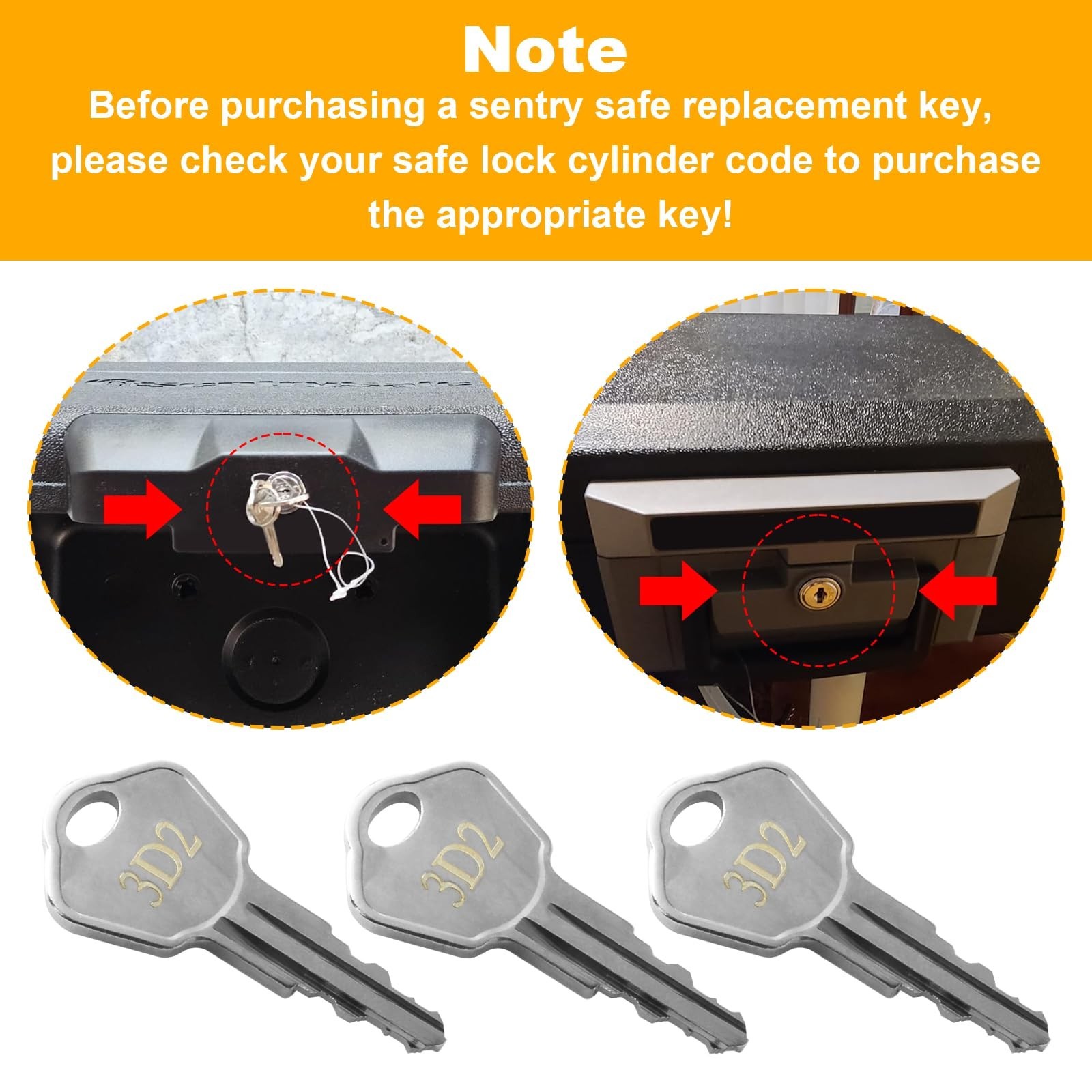Sentry Safe Replacement Keys Model 1100-Codes 3D2 for Sentry Safe Key (Key 3D...