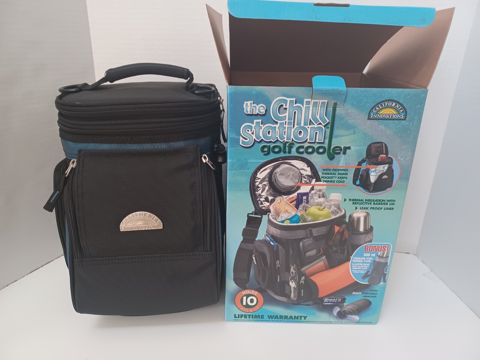 Vintage the Chill Station Golf Cooler Blue NEW in box HTF 2001