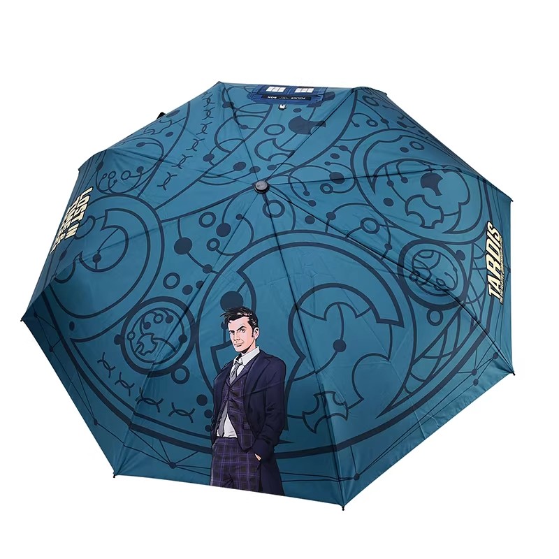 Doctor Who TARDIS 14th Doctor Blue-green Portable Folding Umbrella Sun/Rain Gift