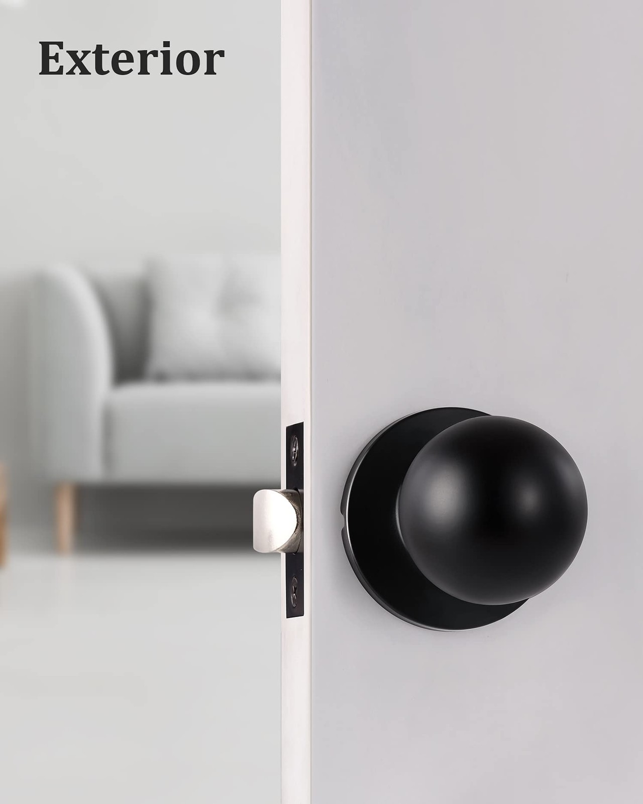 Lanwandeng Matte Black Passage Keyless Door Knobs for 1 Pack, No Keys