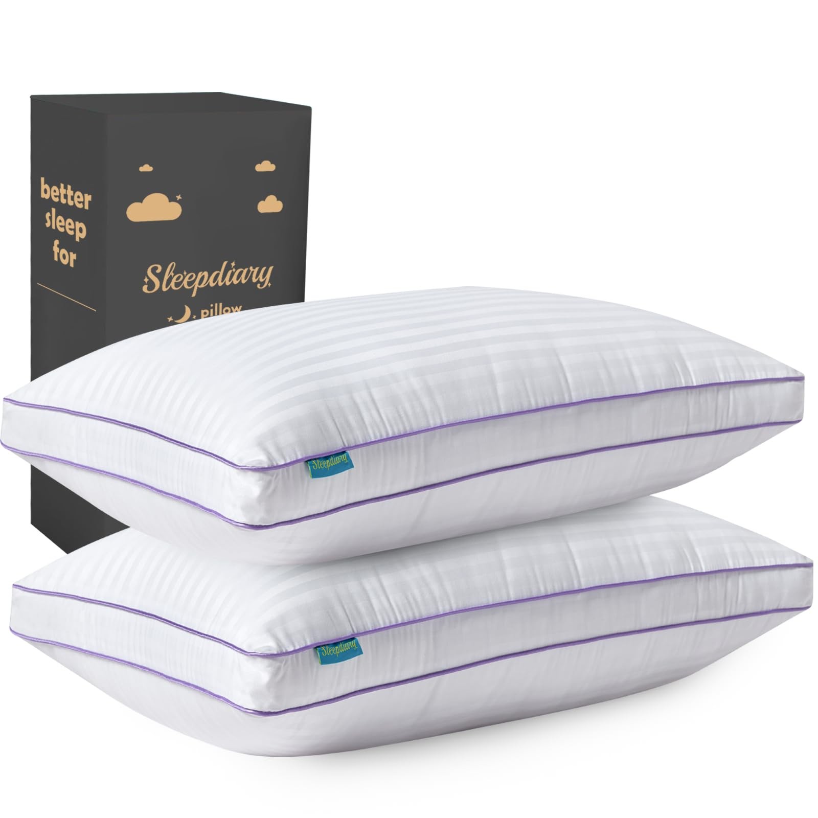 Down Alternative King Pillows, Set of 2, Machine Washable, for All Sleepers