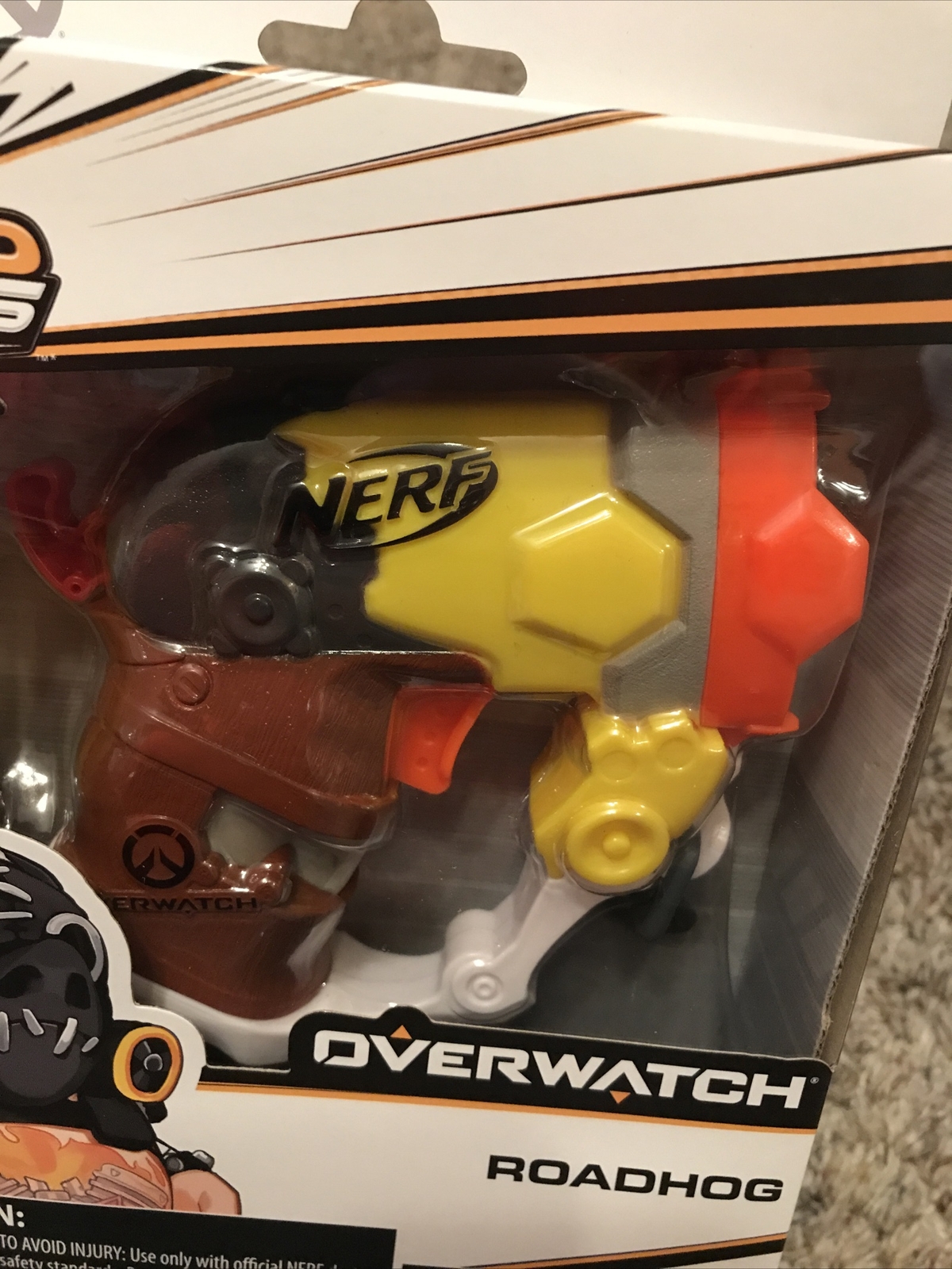 NERF Micro Shots Overwatch ROADHOG ~ Blaster & 2 Darts ~ New In Box