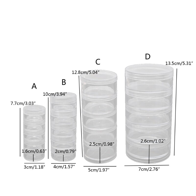 Plastic Container 5 Layer Joint Stackable Round Box Accessories Box
